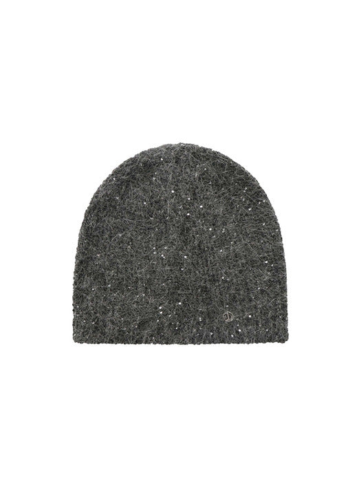Wconcept_Treemingbird Spangle Angora Beanie [ Charcoal ]
