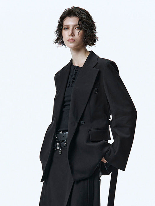 Wconcept_Treemingbird Belted Tailored Set-up Jacket [ Black ]