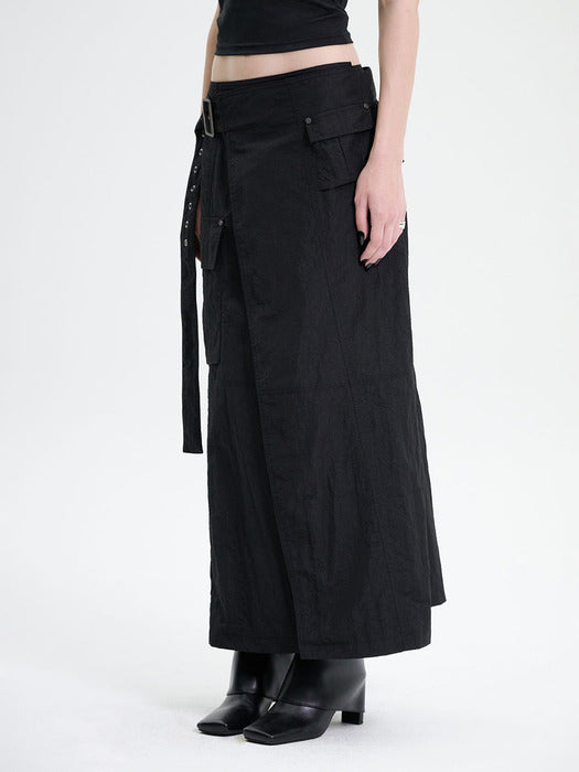 Wconcept_Treemingbird Belted Cargo Skirt [ Black ]