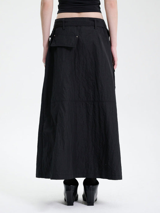 Wconcept_Treemingbird Belted Cargo Skirt [ Black ]