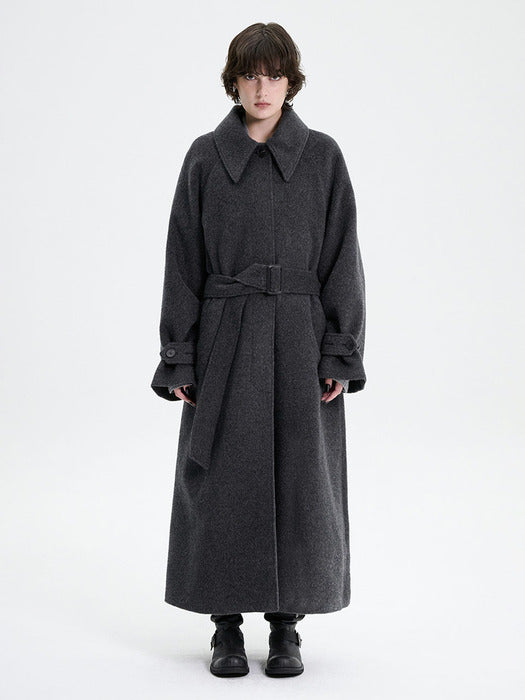 Wconcept_Treemingbird Traum Balmacaan Long Coat [ Gray ]