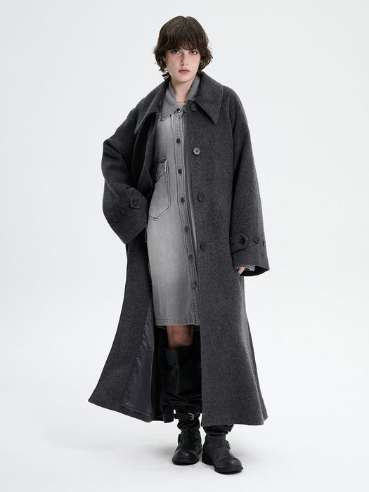 Wconcept_Treemingbird Traum Balmacaan Long Coat [ Gray ]
