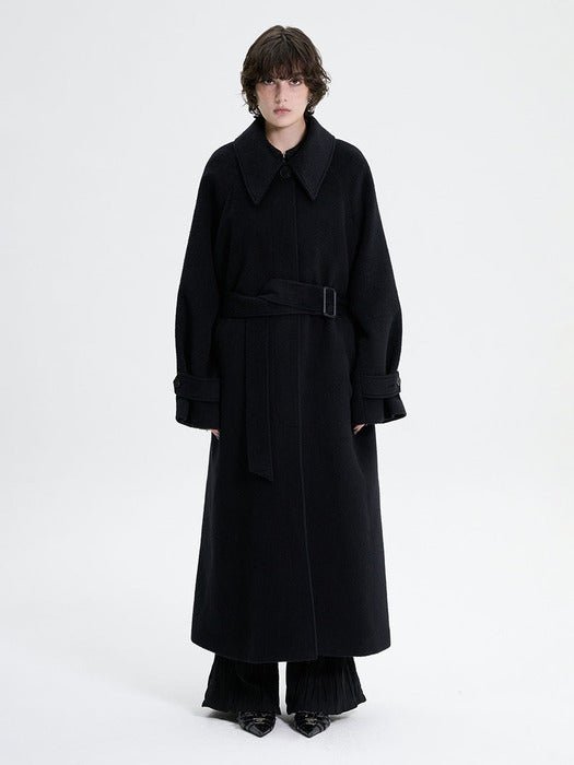 Wconcept_Treemingbird Traum Balmacaan Long Coat [ Black ]