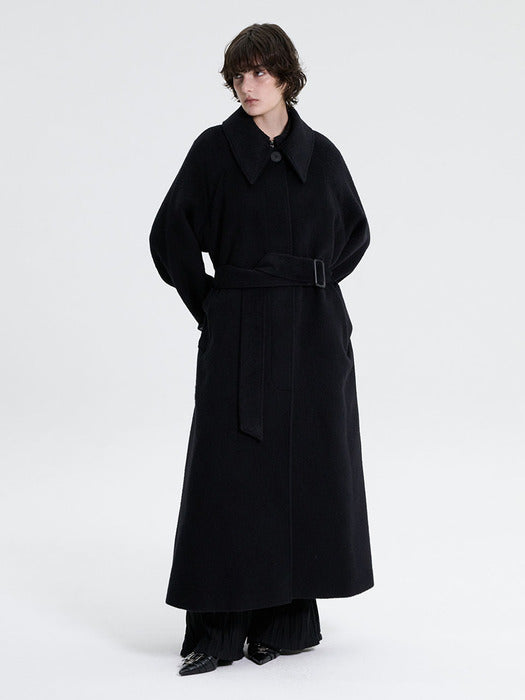 Wconcept_Treemingbird Traum Balmacaan Long Coat [ Black ]