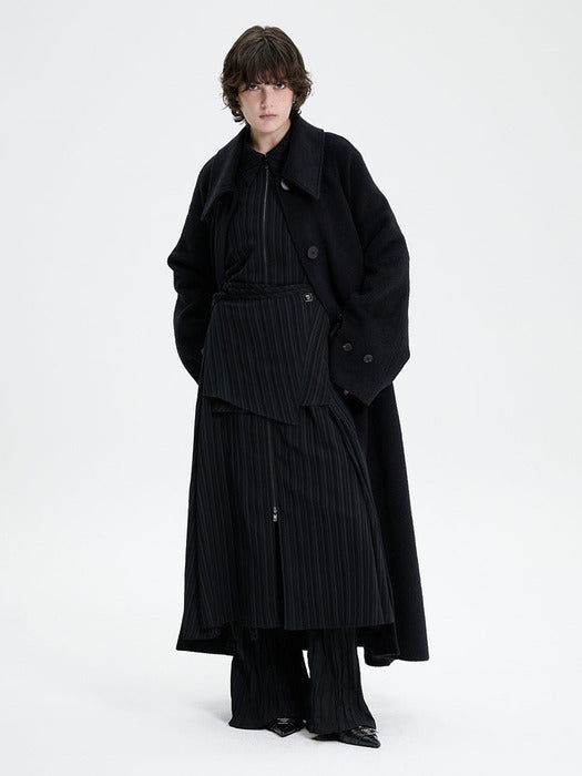 Wconcept_Treemingbird Traum Balmacaan Long Coat [ Black ]
