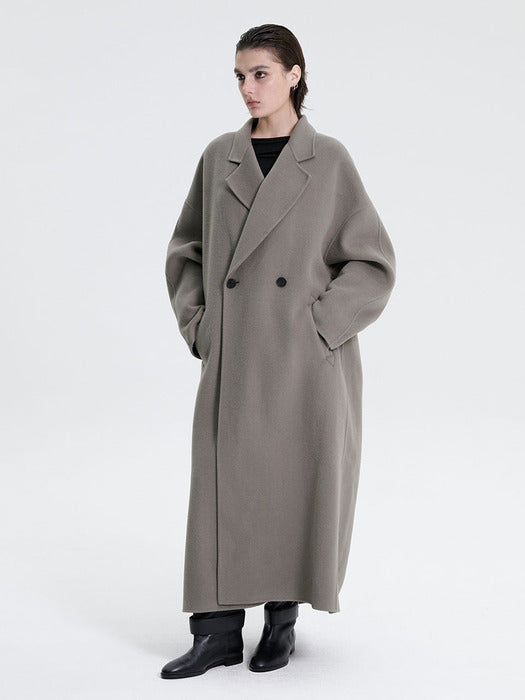 Wconcept_Treemingbird Handmade) Wide Long Coat [ Khaki Gray ]