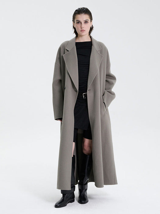 Wconcept_Treemingbird Handmade) Wide Long Coat [ Khaki Gray ]