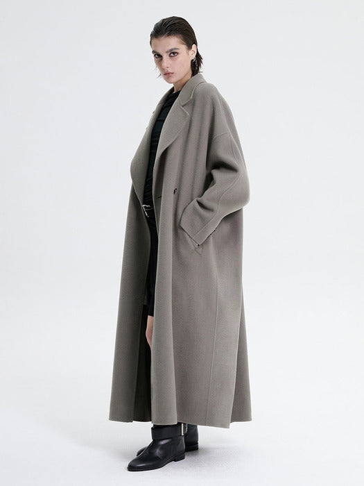 Wconcept_Treemingbird Handmade) Wide Long Coat [ Khaki Gray ]