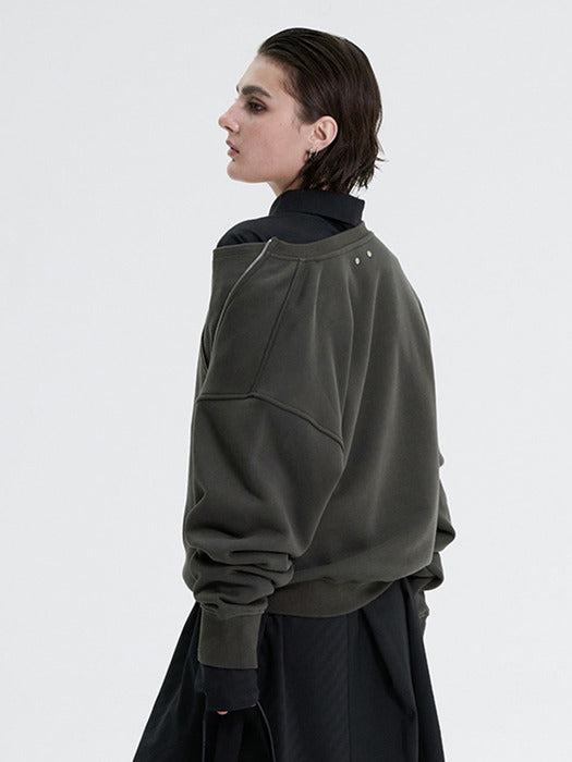 Wconcept_Treemingbird Zipper Sweat Shirt [ Charcoal ]