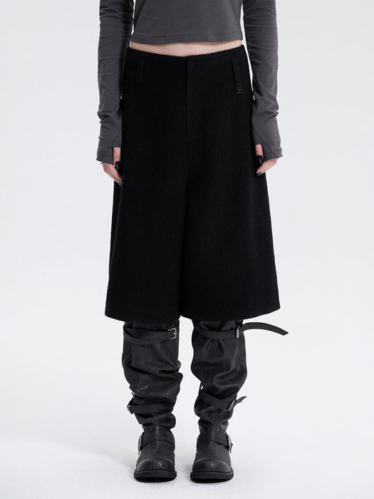 Wconcept_Treemingbird Crop Tweed Set-up Pants [ Black ]
