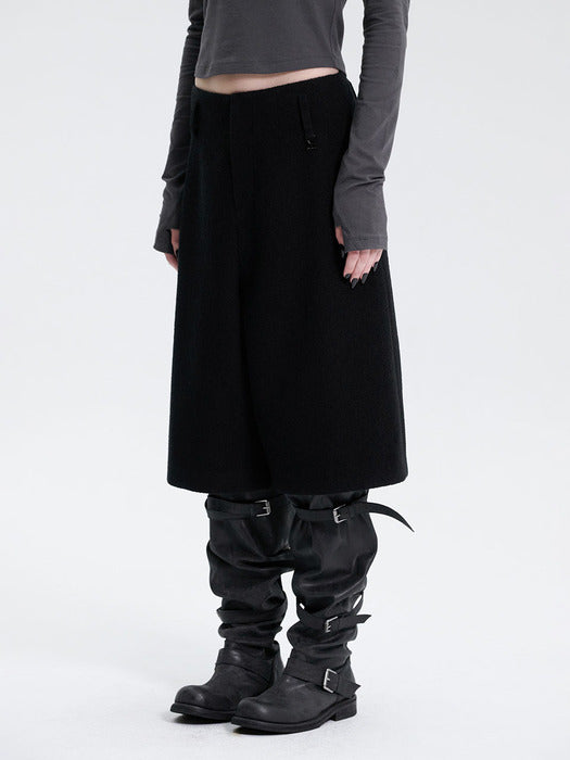 Wconcept_Treemingbird Crop Tweed Set-up Pants [ Black ]