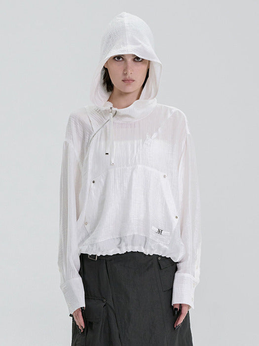 Wconcept_Treemingbird Crinkle Zipper Anorak [ White ]