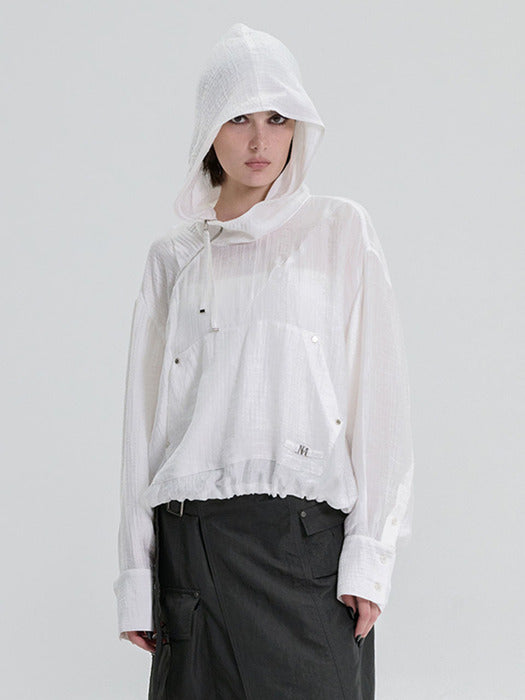 Wconcept_Treemingbird Crinkle Zipper Anorak [ White ]