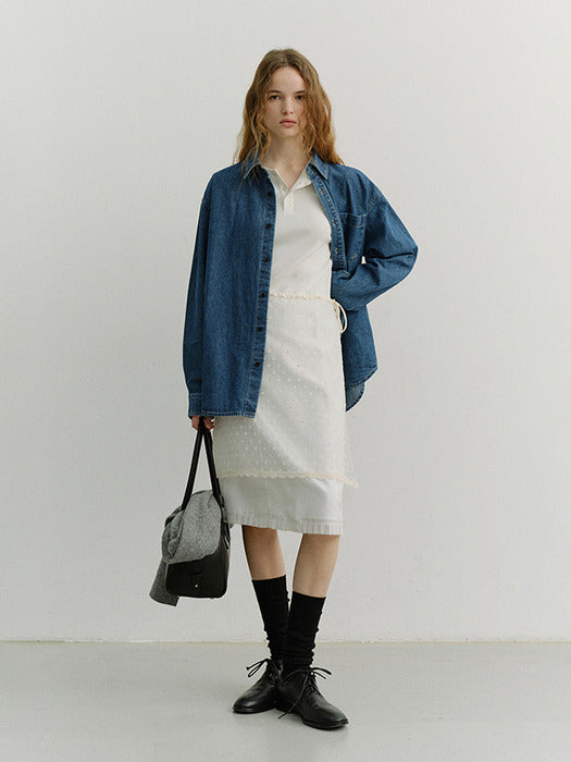 [dunst] NEEDLEWORK LAYERING SKIRT IVORY_UDSK6A209IV