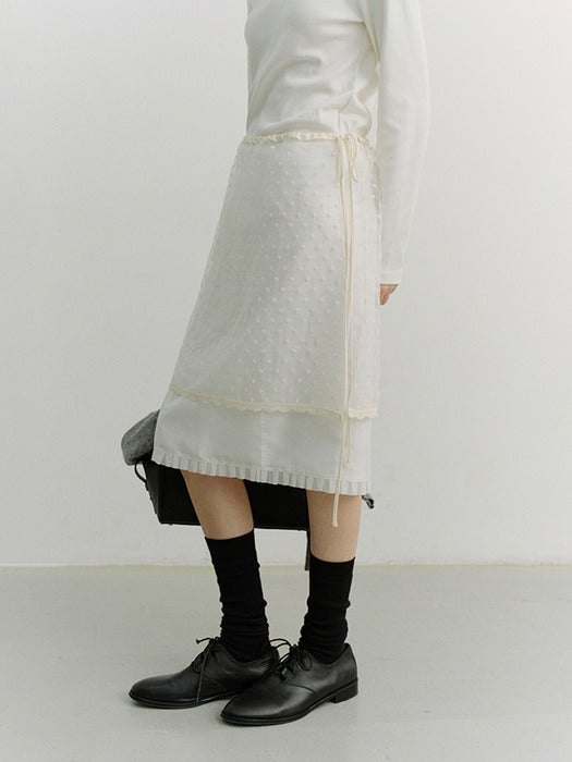 [dunst] NEEDLEWORK LAYERING SKIRT IVORY_UDSK6A209IV