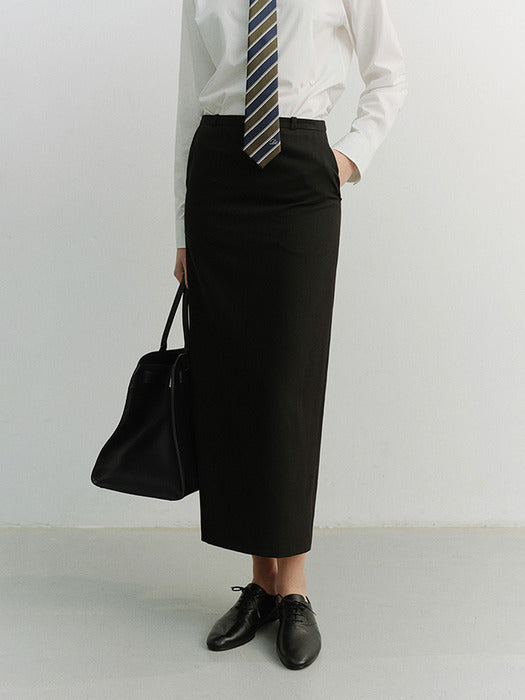 [dunst] H-LINE MAXI SKIRT BLACK_UDSK6A207BK