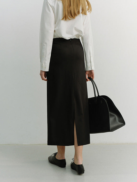 [dunst] H-LINE MAXI SKIRT BLACK_UDSK6A207BK