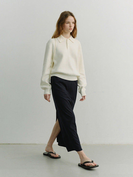 [dunst] H-LINE STRIPED MAXI SKIRT NAVY STRIPE_UDSK6A207N2