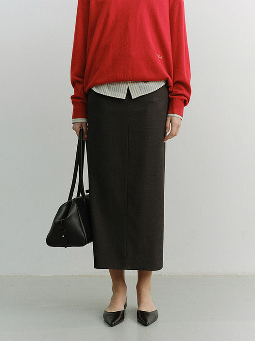 [dunst] H-LINE STRIPED MAXI SKIRT GREY STRIPE_UDSK6A207G2