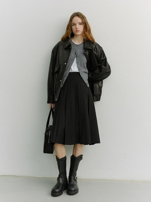Dunst Volume Pleats Midi Skirt Black