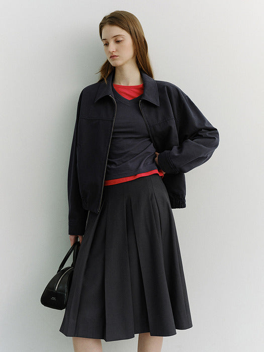 [dunst] VOLUME PLEATS MIDI SKIRT CHARCOAL GREY_UDSK6A204CG