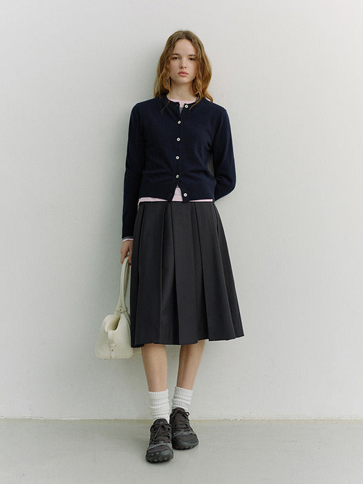 Dunst Volume Pleats Midi Skirt Charcoal Grey