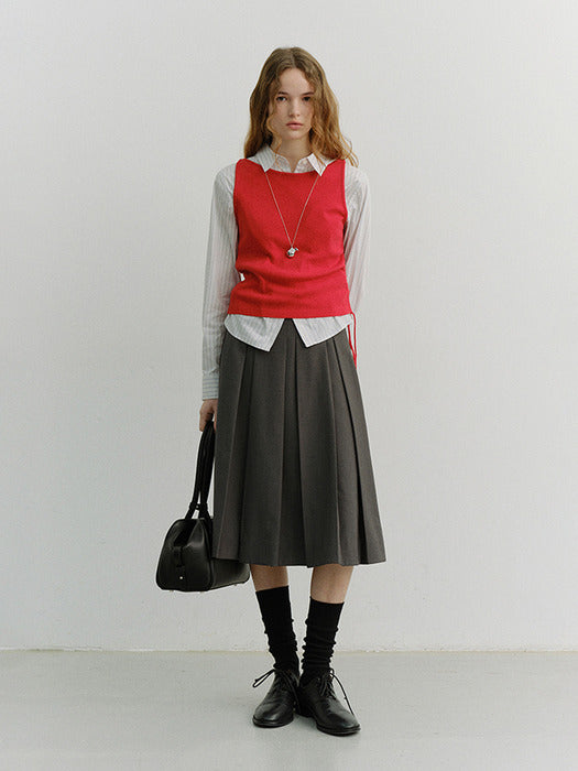 [dunst] VOLUME PLEATS MIDI SKIRT MID GREY_UDSK6A204G2