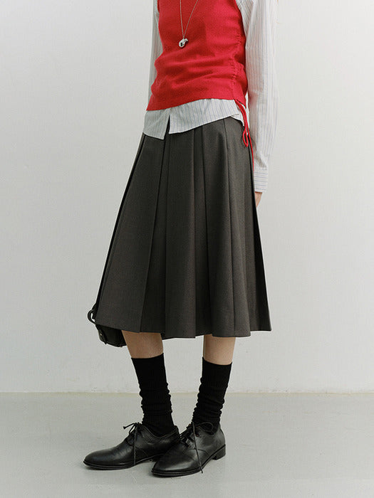 [dunst] VOLUME PLEATS MIDI SKIRT MID GREY_UDSK6A204G2