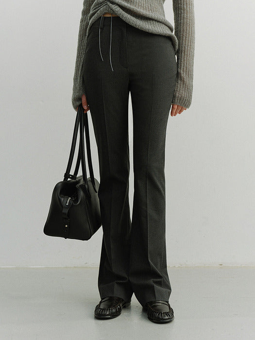 Dunst Semi Boot-Cut Slim Slacks Charcoal Stripe
