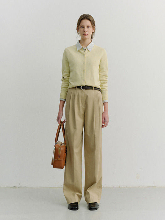 [dunst] ESSENTIAL CREWNECK KNIT CARDIGAN LEMON_UDSW6A209Y1