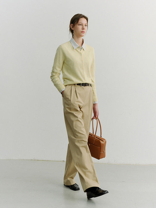 [dunst] ESSENTIAL CREWNECK KNIT CARDIGAN LEMON_UDSW6A209Y1