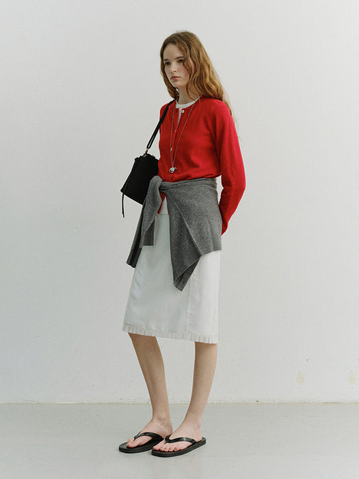 [dunst] ESSENTIAL CREWNECK KNIT CARDIGAN TOMATO RED_UDSW6A209R2