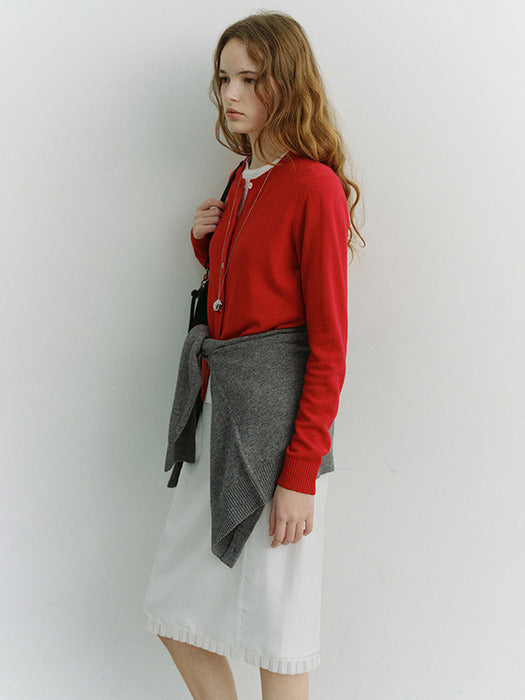[dunst] ESSENTIAL CREWNECK KNIT CARDIGAN TOMATO RED_UDSW6A209R2