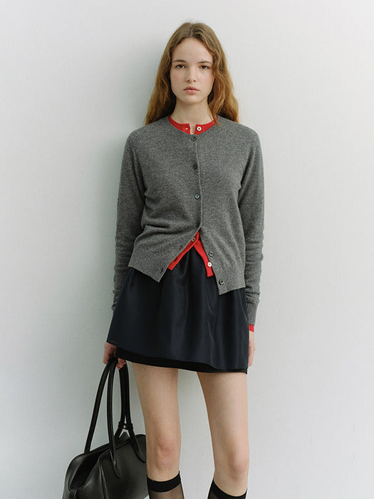 Dunst Essential Crewneck Knit Cardigan Melange Grey