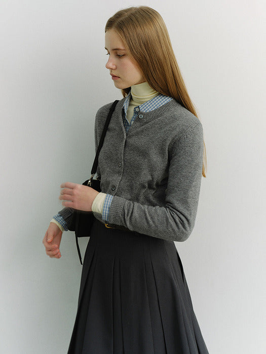 Dunst Essential Crewneck Knit Cardigan Melange Grey