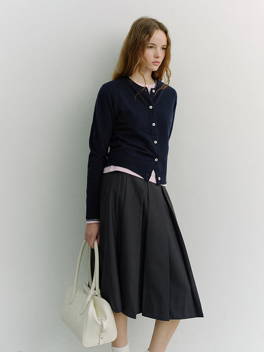 Dunst Essential Crewneck Knit Cardigan Dark Navy