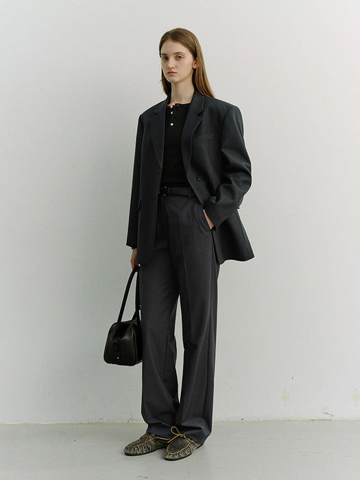 [dunst] ESSENTIAL 2 BUTTON WOOL BLAZER MIDNIGHT NAVY_UDJA6A202N3