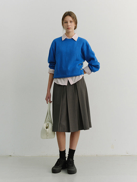 [dunst] UNISEX BUTTONED CREWNECK SWEATER BLUE_UDSW6A107B2