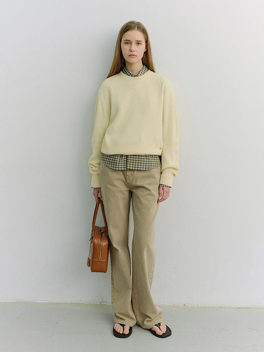 [dunst] UNISEX BUTTONED CREWNECK SWEATER BUTTER_UDSW6A107Y1