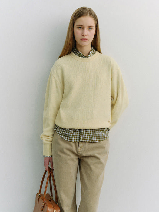 Dunst Unisex Buttoned Crewneck Sweater Butter