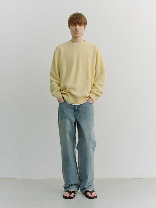 [dunst] UNISEX BUTTONED CREWNECK SWEATER BUTTER_UDSW6A107Y1