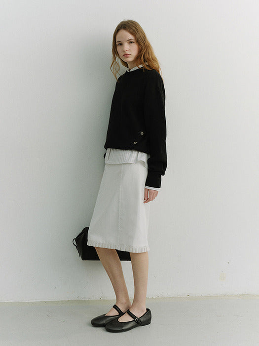 [dunst] UNISEX BUTTONED CREWNECK SWEATER BLACK_UDSW6A107BK