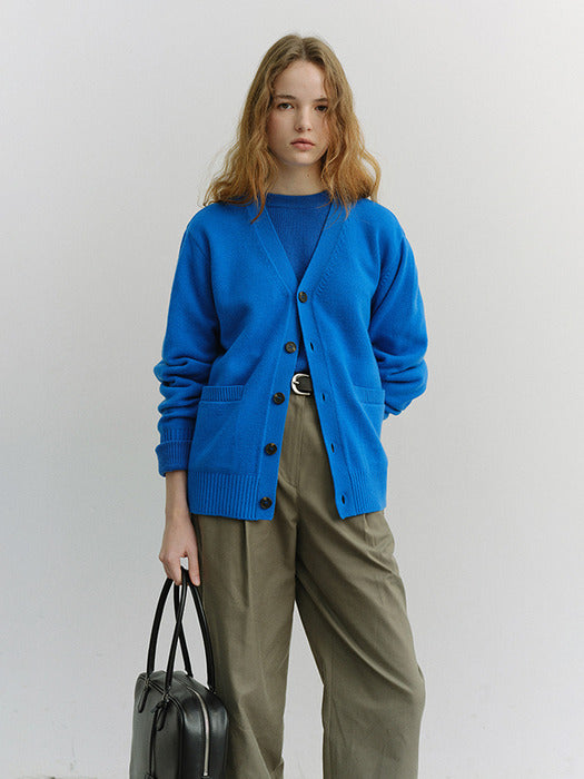 Dunst Unisex Boyfriend Knit Cardigan Blue