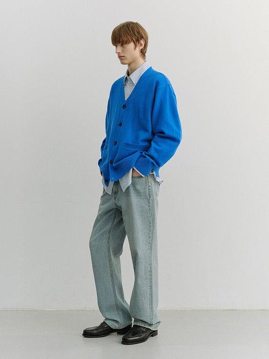Dunst Unisex Boyfriend Knit Cardigan Blue