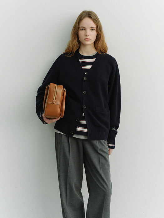 Dunst Unisex Boyfriend Knit Cardigan Dark Navy