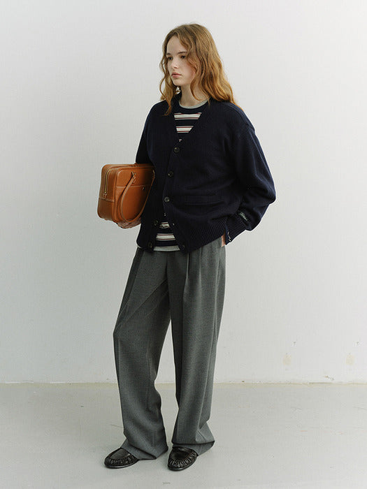 [dunst] UNISEX BOYFRIEND KNIT CARDIGAN DARK NAVY_UDSW6A102N3