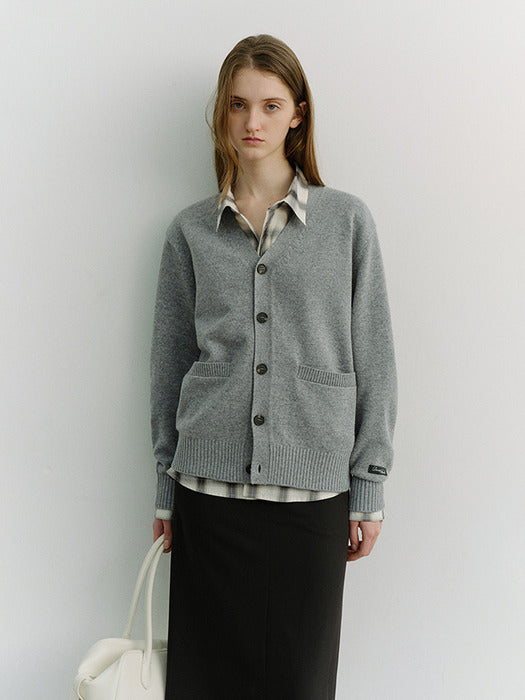 Dunst Unisex Boyfriend Knit Cardigan Melange Grey