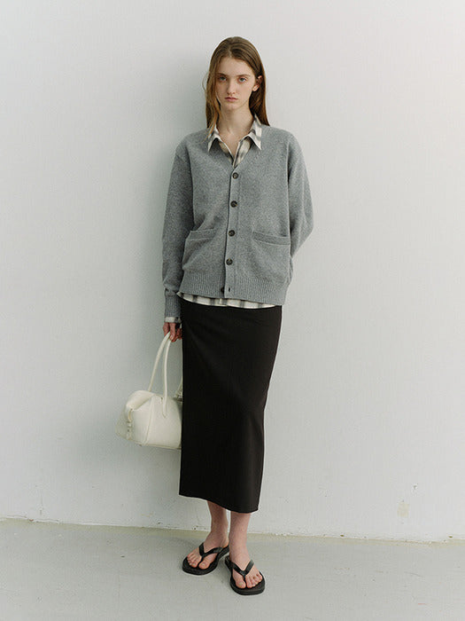 Dunst Unisex Boyfriend Knit Cardigan Melange Grey