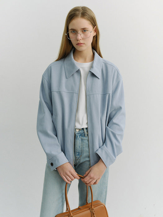 [dunst] Unisex Alter-Suede Collared Blouson Soft BLUE_UDJU6A107B1
