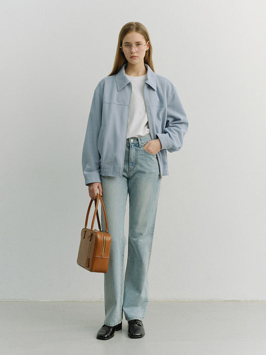 [dunst] UNISEX ALTER-SUEDE COLLARED BLOUSON SOFT BLUE_UDJU6A107B1